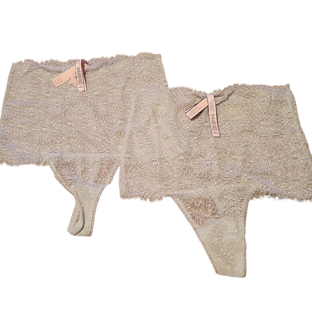 NWT Victoria's Secret Mint  Daisy Lace Highwaist Thong SZ M